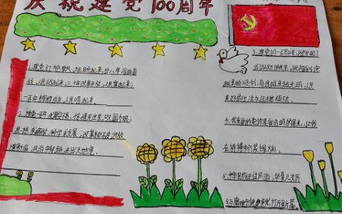 庆祝建党100周年六年级手抄报图片