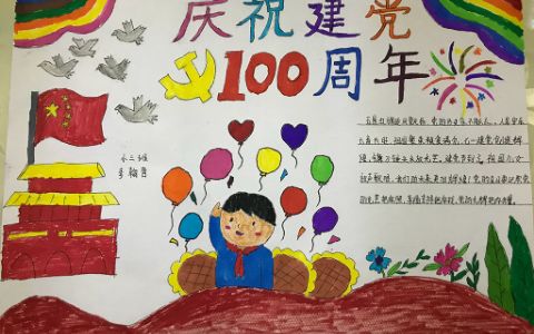 中小学生庆祝建党100周年手抄报图片