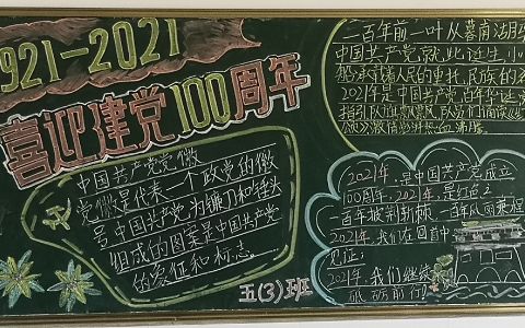 1921--2021喜迎建党100周年五年黑板报图片