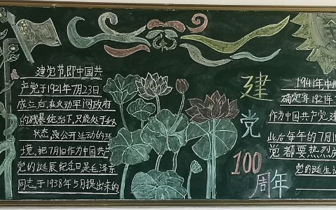 中国共产党建党100周年小学生黑板报图片