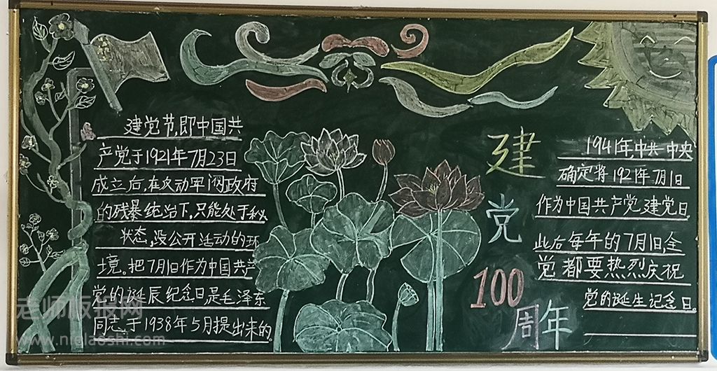 中国共产党建党100周年小学生黑板报图片