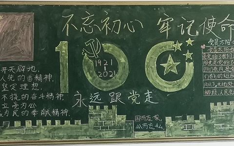 不忘初心牢记使命建党100年黑板报图片