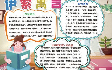 伊索寓言学生读书阅读手抄报word电子小报模板