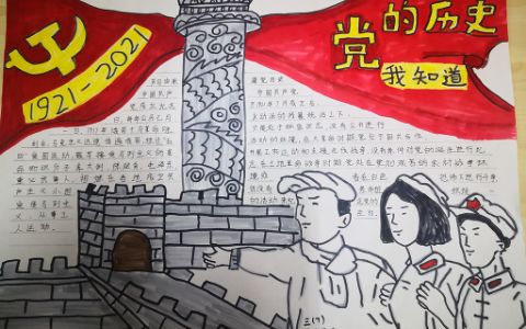 1921---2021党的红色历史手抄报图片