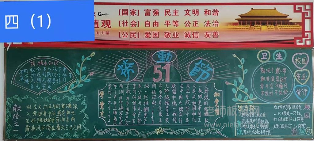 小学生四年级5·1劳动节黑板报图片