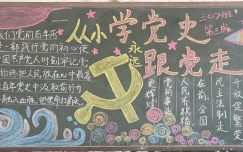 建党百年黑板报图片从小学党史跟党走