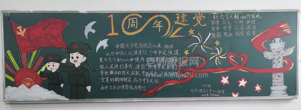 建党100周年黑板报图片