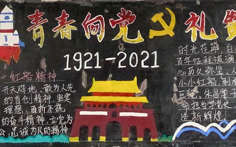 1921--2021青春向党礼赞百年黑板报图片