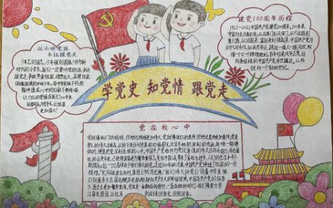 学党史知党情跟党走建党100周年历程手抄报图片