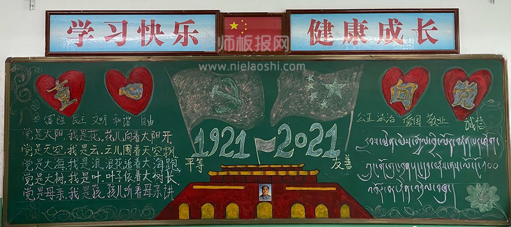 1921-2021童心向党黑板报图片