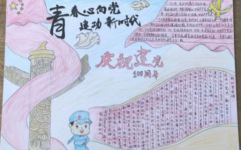 庆祝建党100周年手抄报图片 青春心向党建功新时代