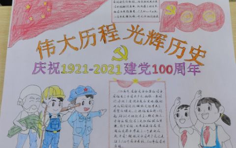 庆祝1921--2021建党100周年手抄报图片