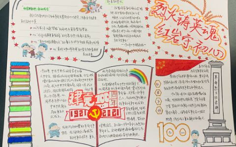 建党100周年手抄报图片 烈火铸英魂 红岩守初心