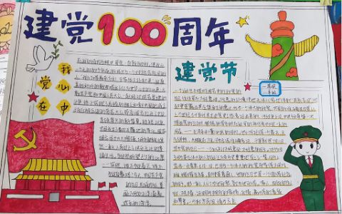 建党100周年一等奖手抄报图片