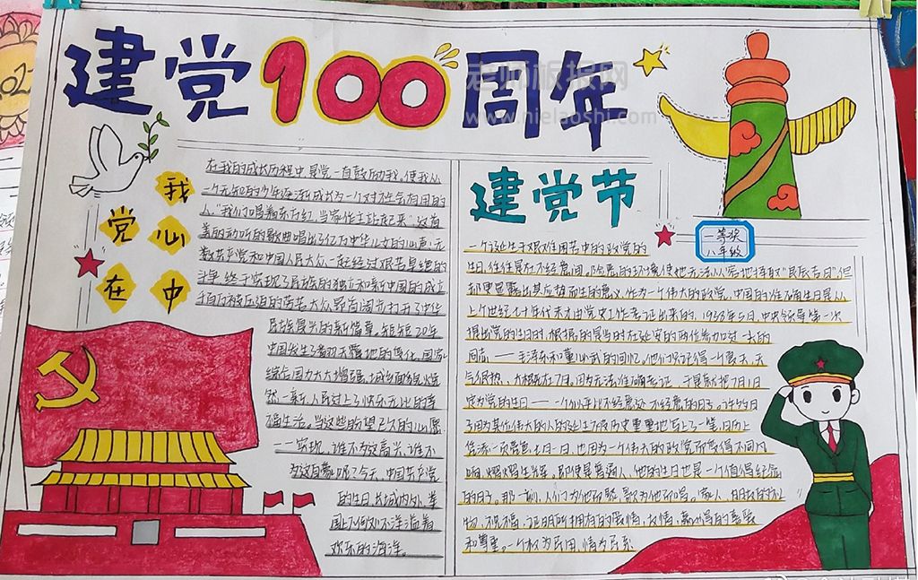 建党100周年一等奖手抄报图片