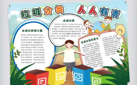 垃圾分类小报环保电子手抄报word电子模版下载