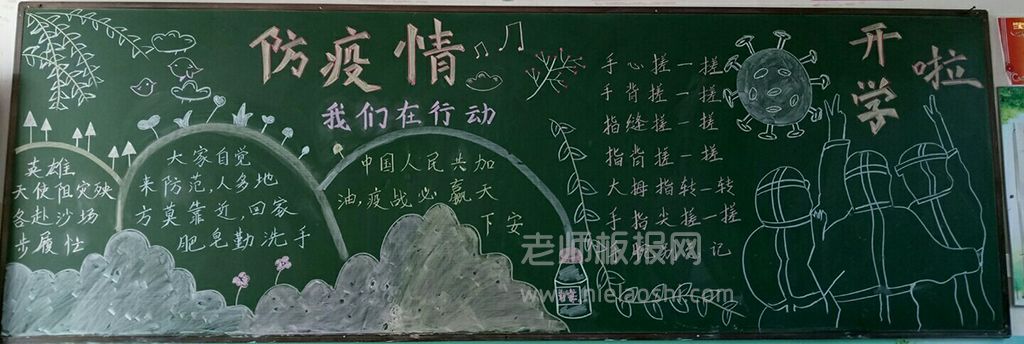 新学期开学黑板报 防疫情我们在行动