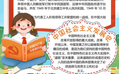 学生学习党史教育手抄报word电子模板