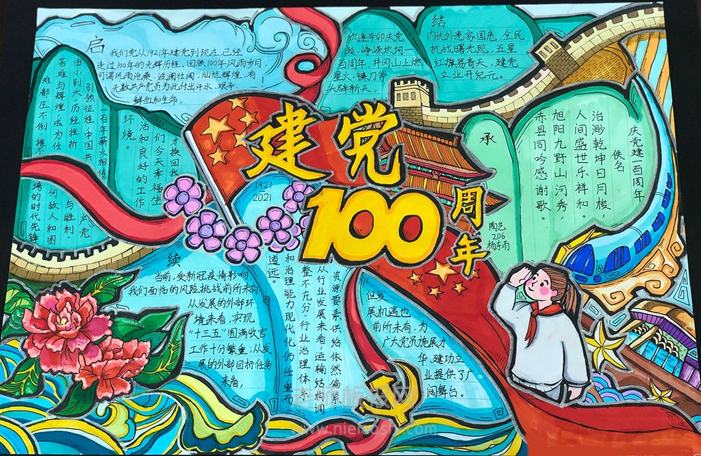 庆祝新中国建党100周年手抄报