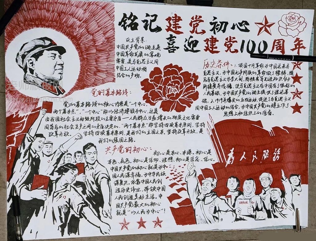 铭记初心喜迎建党100周年手抄报