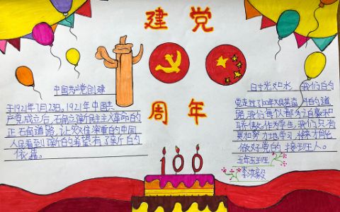 奋斗百年路起航新征程建党100周年手抄报