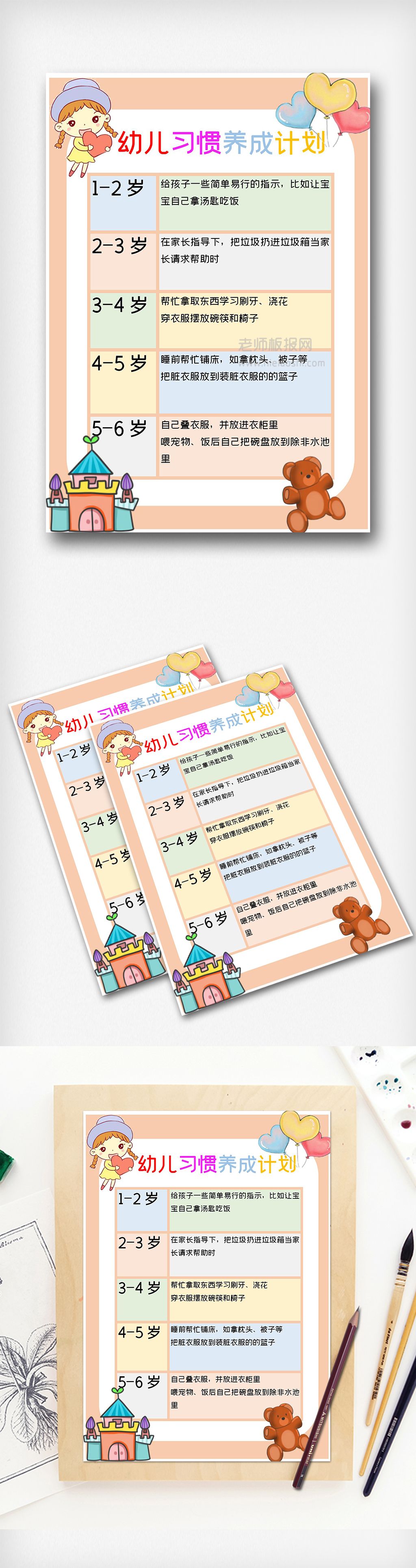 幼儿生活习惯养成计划表word电子模版