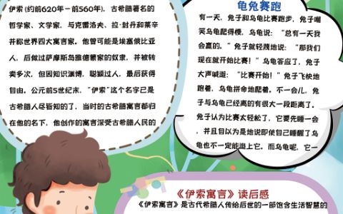 伊索寓言小学生读后感手抄报word电子模版