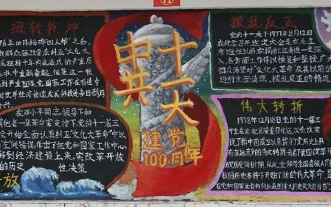 中共十一大建党100周年黑板报图片