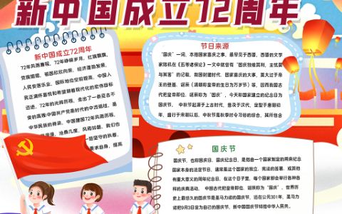 2021年喜迎新中国成立72周年小报word电子模板