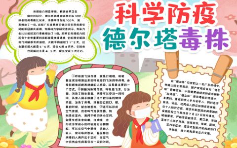 科学预防德尔塔毒株电子手抄报word模版