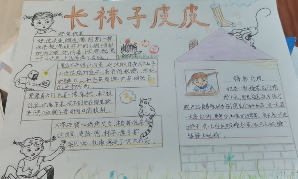 小学生《长袜子皮皮》手抄报图片