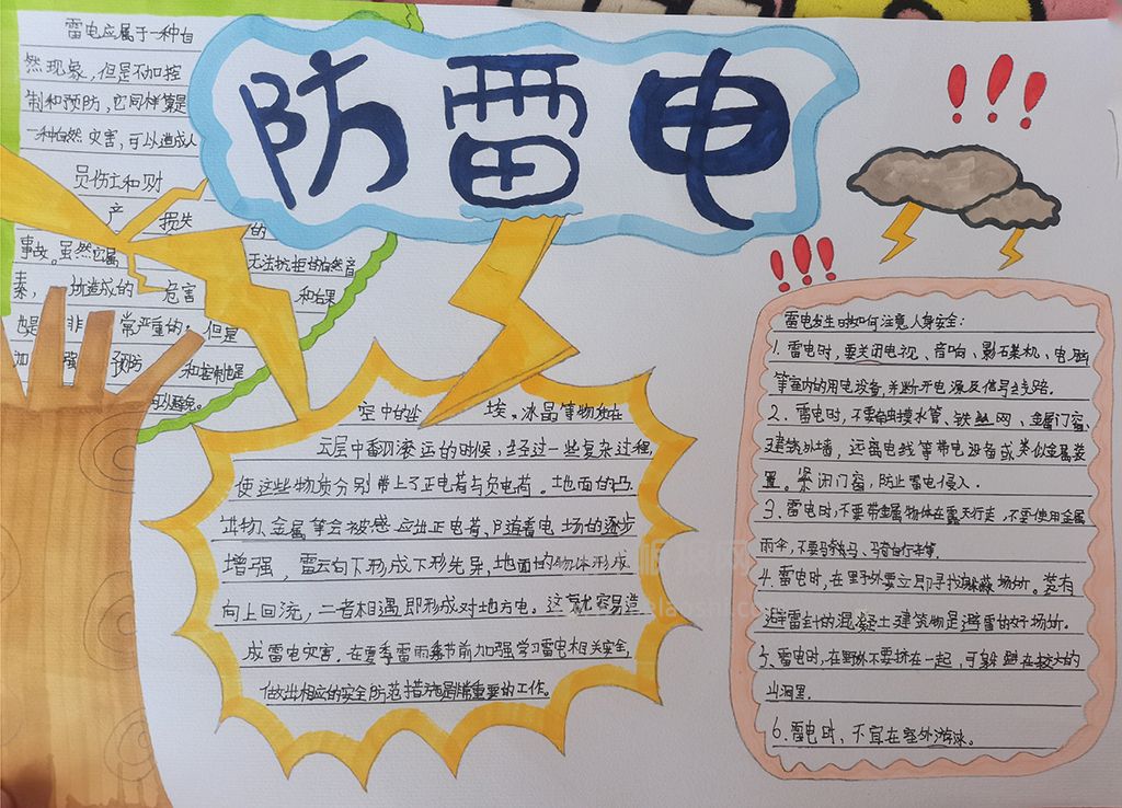 中小学生防雷电安全手抄报图片