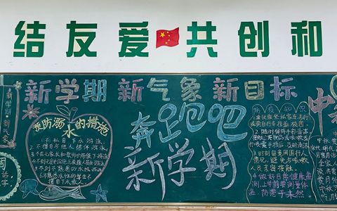 奔跑吧新学期新气象新目标黑板报图片