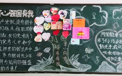 童心向党奋斗有我小学生爱国黑板报图片