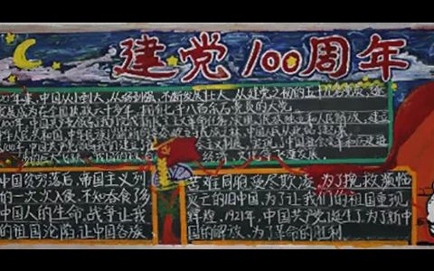 2021年新中国建党100周年黑板报图片