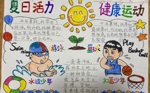 小学生夏日活动健康运动手抄报图片