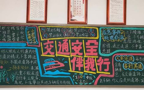 文明交通安全伴我行小学生黑板报图片