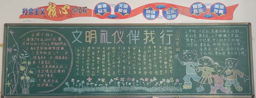 小学生文明礼仪伴我行黑板报图片