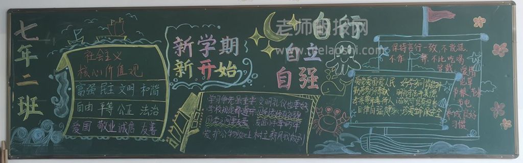 新学期新开始七年级学生主题黑板报图片