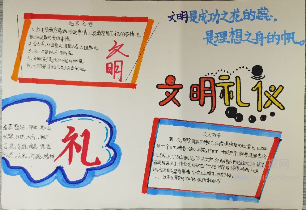 关于中小学生文明礼仪手抄报图片