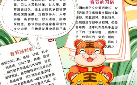 竖版新年快乐小报春节习俗手抄报word电子模板