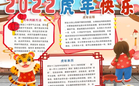 2022虎年快乐主题手抄报word电子模板