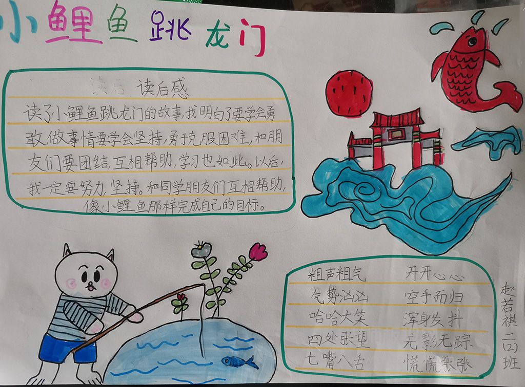 关于小学生《小鲤鱼》读后感手抄报图片