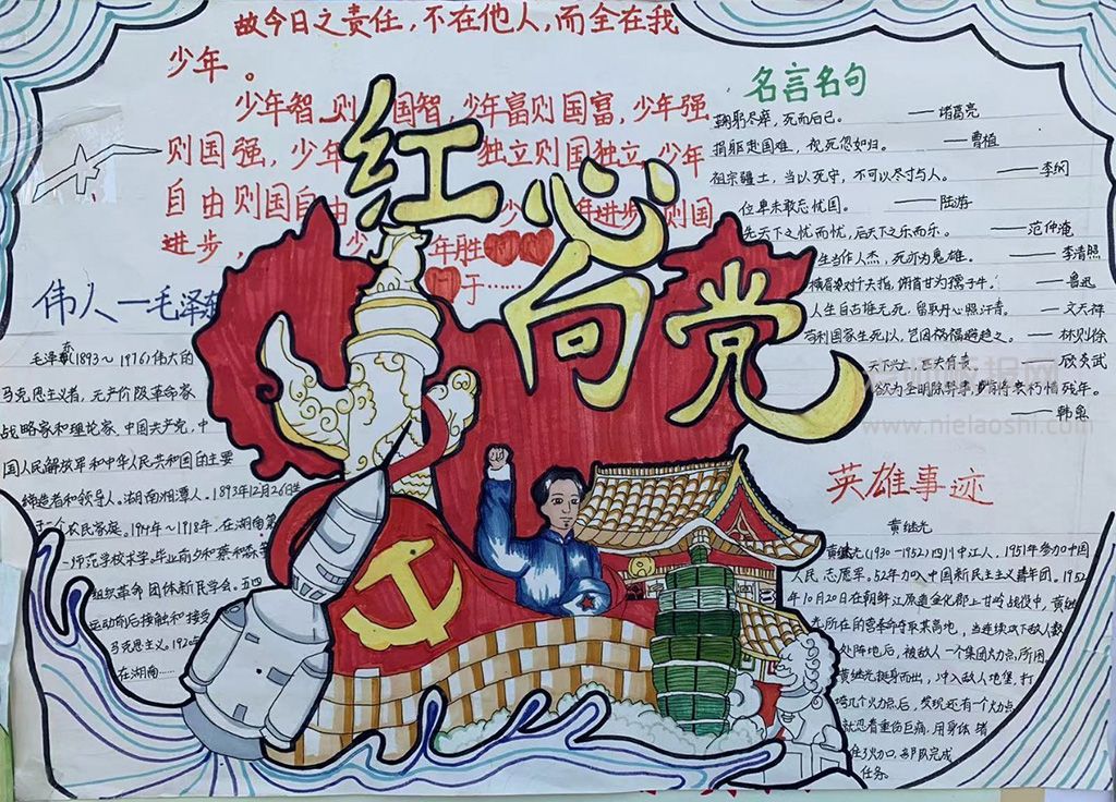 青少年爱祖国红心向党手抄报图片