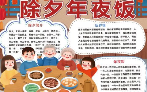 春节除夕年夜饭通用手抄报word电子模板