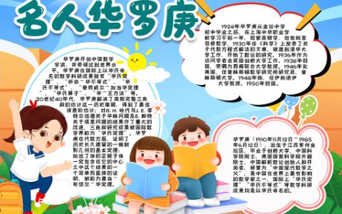 华罗庚名人学生素材小报手抄报word电子模版