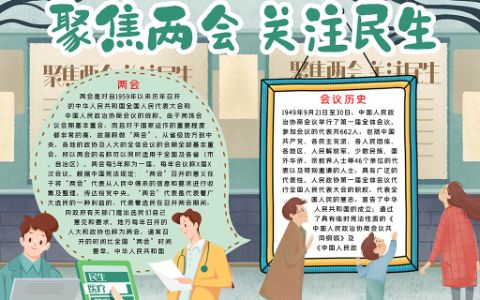 聚焦两会手抄报聚焦两会关注民生小报素材word手抄报电子模