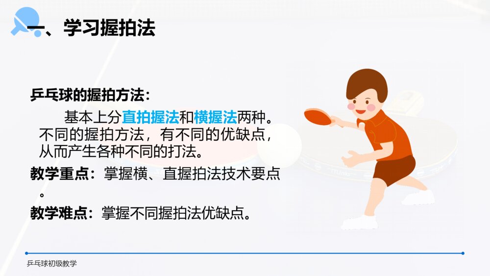 《乒乓球初级教学》初中高一教案教学PPT课件5