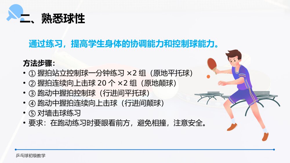 《乒乓球初级教学》初中高一教案教学PPT课件10