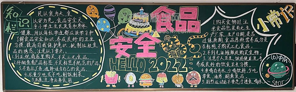 2022食品安全主题校园黑板报图片+内容文字